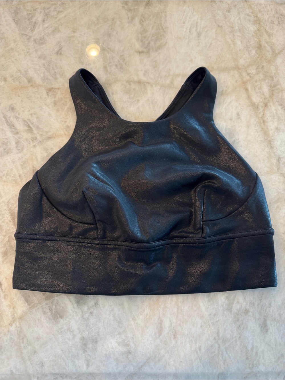 lululemon athletica Black High-Neck Faux-Leather Sports Bra